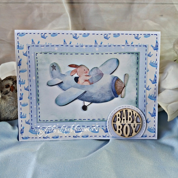 Ευχετήρια χειροποίητη κάρτα για νεογέννητο αγοράκι #24 - χειροποίητα, γέννηση, δώρο για βάφτιση, ευχετήριες κάρτες - 2