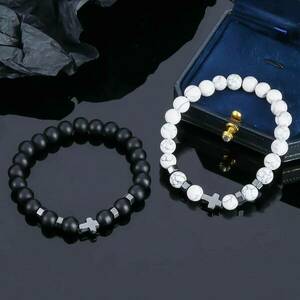 Βραχιόλια Unisex Με Χάντρες Και Σταυρό - charms, πλαστικό, σταυρός, χεριού, αυξομειούμενα