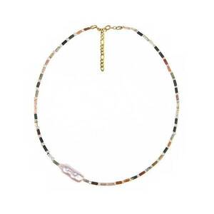 ΧΕΙΡΟΠΟΙΗΤΟ ΚΟΛΙΕ BOHO CHIC NECKLACE MUTED PEARL - ημιπολύτιμες πέτρες, επιχρυσωμένα, ασήμι 925, τσόκερ, boho