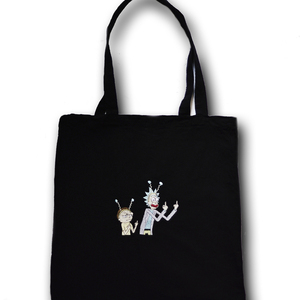 Πάνινη τσάντα Tote Bag με κέντημα Rick and Morty - ύφασμα, ώμου, all day, tote, πάνινες τσάντες