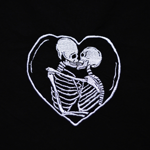 Πάνινη τσάντα Tote Bag με κέντημα Skeleton Love - ύφασμα, ώμου, tote, πάνινες τσάντες, φθηνές - 2