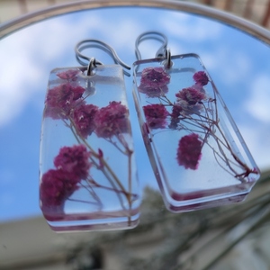 κρεμαστά σκουλαρίκια με άνθη γυψοφίλης - λουλούδι, ατσάλι, κρεμαστά - 4