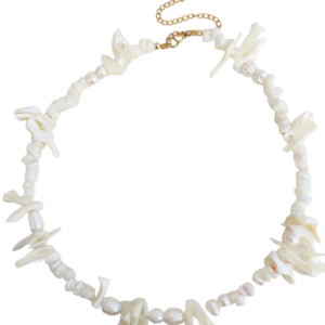 Ariel necklace - κοχύλι, κοντά, ατσάλι, μεγάλα, seed beads