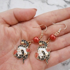 Σκουλαρίκια με charms από σμάλτο Snake earrings Snake jewelry - σμάλτος, ατσάλι, κρεμαστά, γάντζος - 5