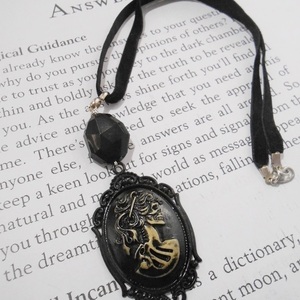 Μενταγιόν με cameo και χάντρες Gothic Lolita pendant - βελούδο, χάντρες, μενταγιόν - 2