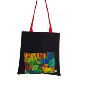 Γυναικεία χειροποίητη τσάντα ώμου / tote bag από ύφασμα με θέμα πολύχρωμη ζούγκλα - ύφασμα, ώμου, all day, tote, πάνινες τσάντες