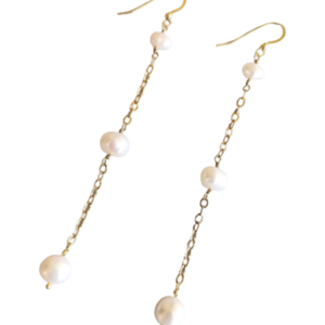 Μακριά σκουλαρίκια με λευκά μαργαριτάρια - ασήμι, μαργαριτάρι, ατσάλι, κρεμαστά, γάντζος