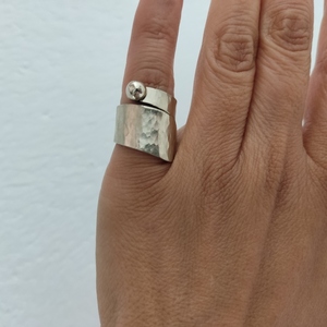 Χειροποίητο αντρικό ή γυναικείο φαρδύ σεβαλιέ δαχτυλίδι από αλπακά - chevalier, αλπακάς, boho, σταθερά - 3