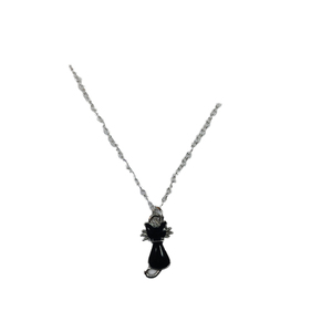 Κολιέ γάτα με 925 ασημί αλυσίδα - ασήμι, charms, μακριά - 5
