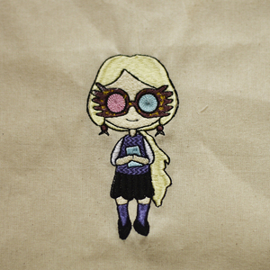 Πάνινη τσάντα Tote Bag με κέντημα Luna Harry Potter - ύφασμα, ώμου, all day, tote, πάνινες τσάντες - 2