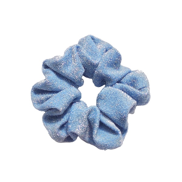 Scrunchie λούρεξ γαλάζιο - ύφασμα, χειροποίητα, λαστιχάκια μαλλιών