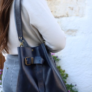 Lilika mini handstitched short strap - δέρμα, ώμου, πουγκί, all day