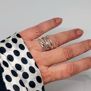 "Revma Ring" - ασήμι 925, μεγάλα, αυξομειούμενα - 4
