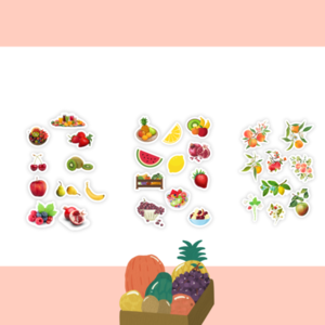 stickers με θέμα φρούτα μαζί με μεταλλικό κουτί - διακόσμηση, αυτοκόλλητα, scrapbooking - 2