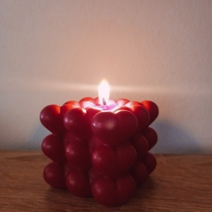 Διακοσμητικό κερί σόγιας vegan αρωματικό κύβος με καρδιές - αρωματικά κεριά - 2