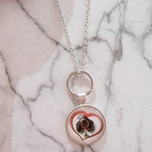 Κολιέ με γυαλί και μεταλλικά στοιχεία Ace of Spades Queen pendant - γυαλί, καρδιά, μεταλλικά στοιχεία, μενταγιόν - 4