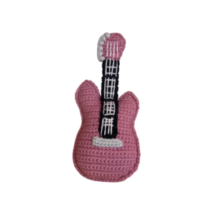 Πλεκτή κουδουνίστρα κιθάρα σάπιο μήλο - 15εκ - amigurumi