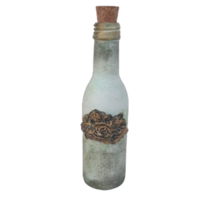 Γυάλινο διακοσμητικό μπουκάλι με μοτίφ λουλούδι - γυαλί, διακοσμητικά, γύψος