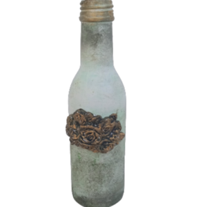 Γυάλινο διακοσμητικό μπουκάλι με μοτίφ λουλούδι - γυαλί, διακοσμητικά, γύψος - 2
