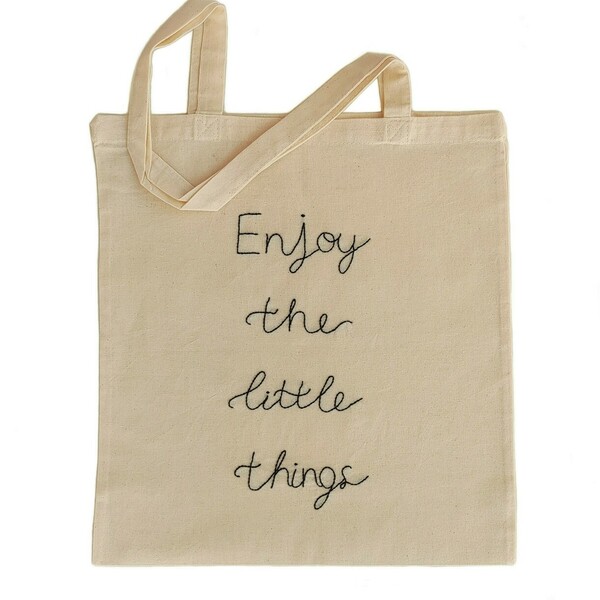 Πάνινη τσάντα "enjoy the little things" - 37x41 εκ. - ύφασμα, ώμου, tote, πάνινες τσάντες, φθηνές