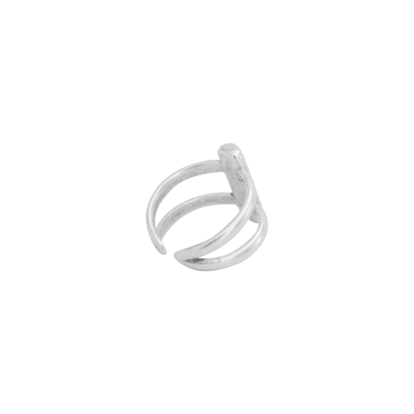 Δαχτυλίδι Αυξομειούμενο Επάργυρο ''Duet'' - ορείχαλκος, επάργυρα, γεωμετρικά σχέδια, boho, μεγάλα - 2