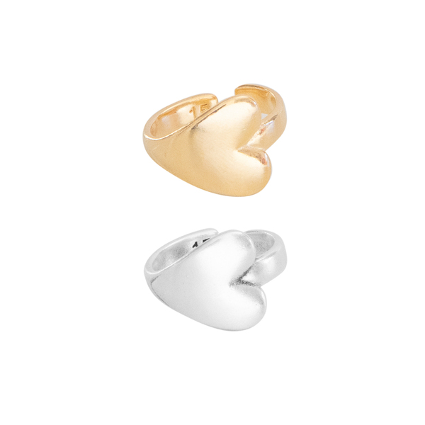 Δαχτυλίδι Αυξομειούμενο Επίχρυσο ''Side Heart'' - chevalier, επιχρυσωμένα, ορείχαλκος, καρδιά, αυξομειούμενα - 2