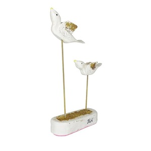 3D Χειροποίητα λευκά πουλιά από πηλό 12x23x45cm - πηλός, διακοσμητικά - 2