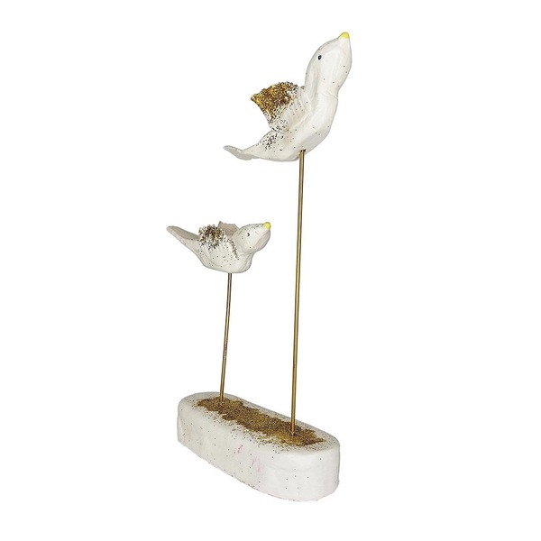 3D Χειροποίητα λευκά πουλιά από πηλό 12x23x45cm - πηλός, διακοσμητικά - 3