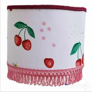Φωτιστικό οροφής Pink smile cherries Καμβάς με ύφασμα Διαστάσεις 35*20 Ε27 - κορίτσι, οροφής, παιδικά φωτιστικά, φωτιστικά οροφής