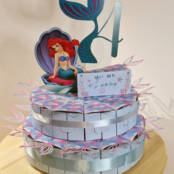 Χάρτινη τούρτα με θέμα Γοργόνα - κορίτσι, πριγκίπισσα, ήρωες κινουμένων σχεδίων - 2