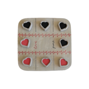 Τρίλιζα Καρδιές Love Game από τσιμέντο τετράγωνη κόκκινο/μαύρο14,5εκ - τσιμέντο, δώρα επετείου, διακοσμητικά, τρίλιζα, αγ. βαλεντίνου
