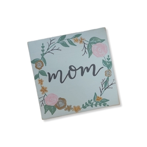 "Mom" - Ξύλινη πινακίδα 20 × 20 εκ. για τη γιορτή της μητέρας - πίνακες & κάδρα, ημέρα της μητέρας - 4