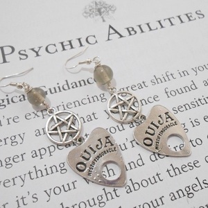 Σκουλαρίκια με μεταλλικά στοιχεία, charms και χάντρες Ouija Planchette Earrings - μακριά, ατσάλι, μεταλλικά στοιχεία, κρεμαστά, γάντζος - 2