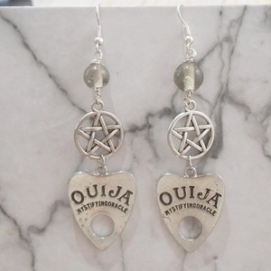 Σκουλαρίκια με μεταλλικά στοιχεία, charms και χάντρες Ouija Planchette Earrings - μακριά, ατσάλι, μεταλλικά στοιχεία, κρεμαστά, γάντζος - 4