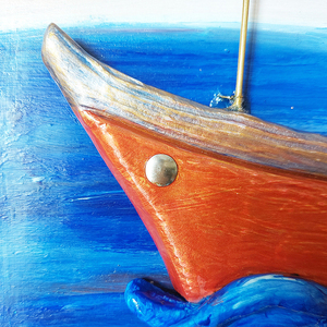 3D Πίνακας ζωγραφικής Καράβι ιστιοπλοϊκό από πηλό πάνω σε καμβά 30x40x3cm - πίνακες & κάδρα, καράβι, πίνακες ζωγραφικής - 4