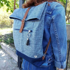 Τσάντα πλάτης Backpack Georg Μπλε - ύφασμα, πλάτης, all day, πάνινες τσάντες - 5