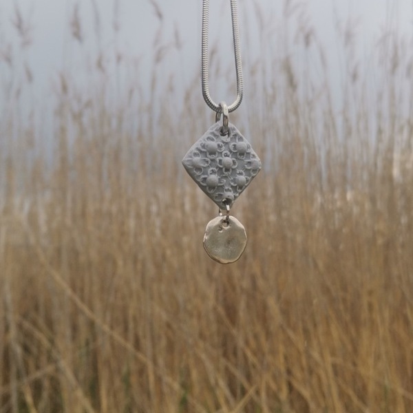 "Pure Beauty" Handcarved pendant (24cm total height)_ - ορείχαλκος, πηλός, κοντά, boho, μενταγιόν
