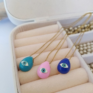 Smalto oval eye pendant κολιε μάτι με σμαλτο - charms, ορείχαλκος, μάτι, ατσάλι - 2