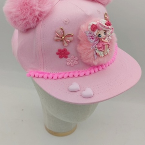 Καπέλο jockey υφασμάτινο για κορίτσι 2-6 ετών με νεράϊδα σε ροζ χρωμα - κορίτσι, καπέλα - 4