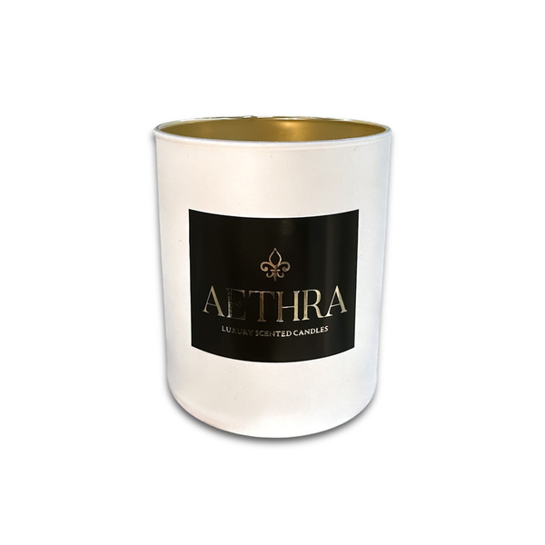 Πολυτελές Αρωματικό Κερί Σόγιας White Matte - Gold - αρωματικά κεριά, αρωματικό, κεριά, κερί σόγιας