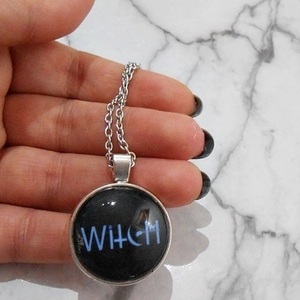 Κολιέ με γυαλί Witch pendant - γυαλί, όνομα - μονόγραμμα, μεταλλικά στοιχεία, μενταγιόν - 5