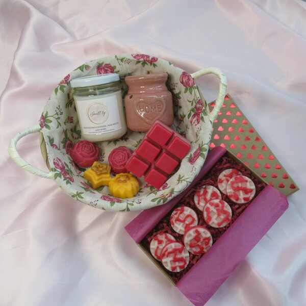 Πακέτο δώρου Spring Edition: "Basket of Roses" - μαμά, αρωματικά κεριά, αρωματικό χώρου, σετ δώρου, ημέρα της μητέρας - 2