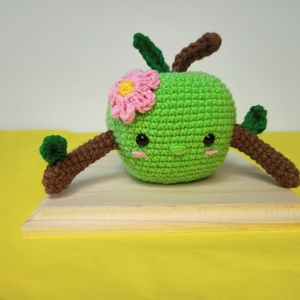 Διακοσμητικό πλεκτό amigurumi πράσινο μήλο kawaii δώρο για τη δασκάλα - μινιατούρες φιγούρες, μαλλί felt, για δασκάλους, η καλύτερη δασκάλα - 3