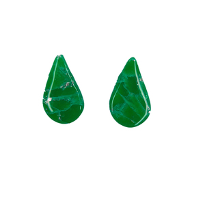 Σκουλαρίκια σχήμα σταγόνας 2,5 εκατοστά πράσινο-ασημί - πηλός, καρφωτά, μικρά, επιπλατινωμένα