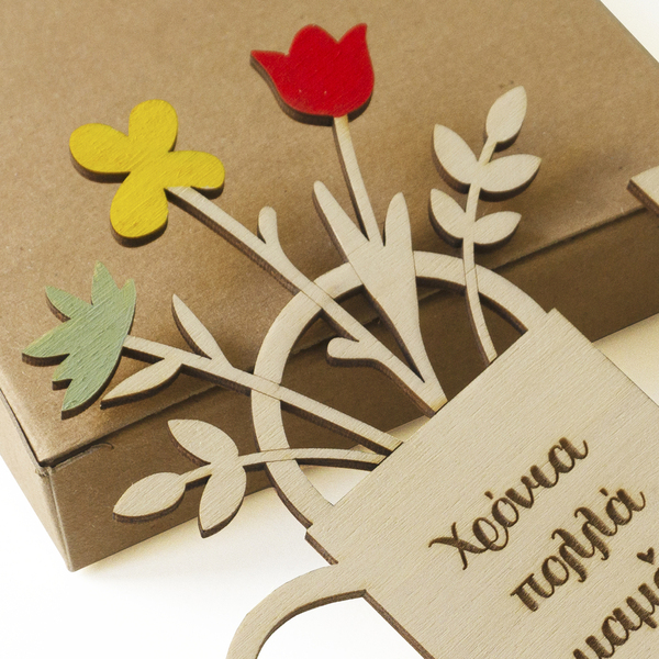 Ξύλινο μαγνητάκι - Δώρο για τη γιορτή της μητέρας - ξύλο, λουλούδια, μαγνητάκια ψυγείου, ημέρα της μητέρας - 3