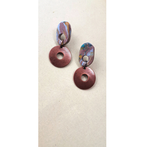 "geome" Handmade dangling earrings (6cm height) - πηλός, boho, καρφάκι