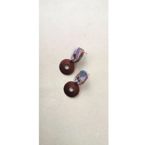 "geome" Handmade dangling earrings (6cm height) - πηλός, boho, καρφάκι - 2
