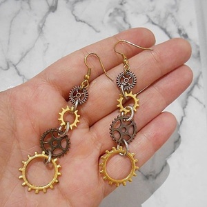 Σκουλαρίκια με γρανάζια Steampunk Mixed Gear Earrings - μπρούντζος, μεταλλικά στοιχεία, κρεμαστά, γάντζος - 4