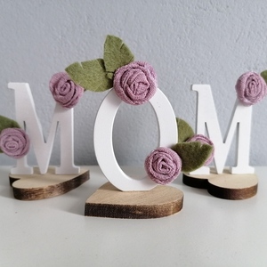 Σταντ φωτογραφιών "ΜΟΜ" - μαμά, για φωτογραφίες, ξύλινα διακοσμητικά, ημέρα της μητέρας - 2