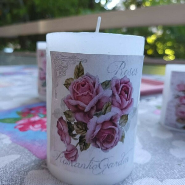 Διακοσμητικό κερί vintage roses - αρωματικά κεριά - 2